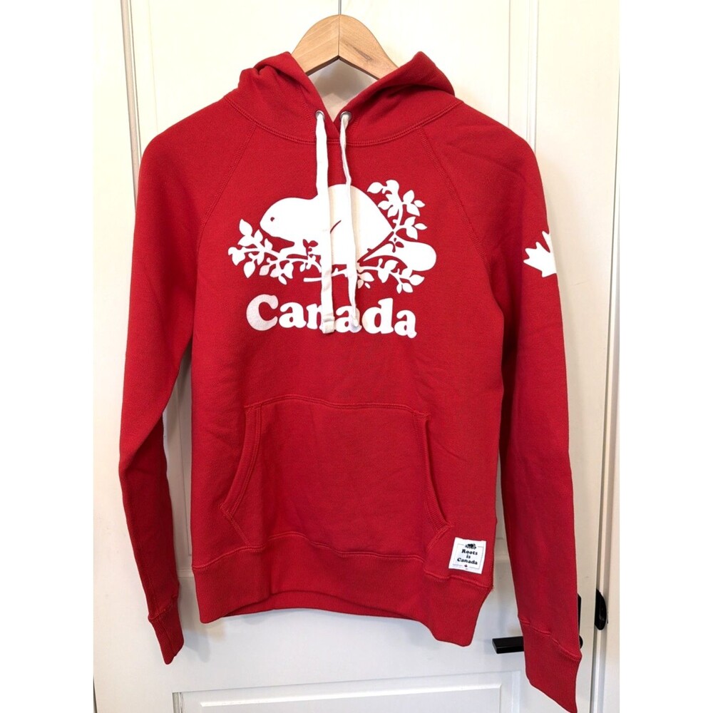 NWT Roots Canada Sweatshirt Hoodie XS Womens Red Beaver Logo Pullover Outdoors